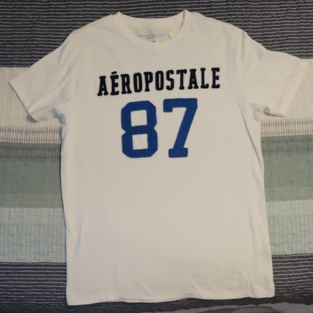 NEW Aeropostale White Tee with Blue 87 Print